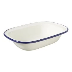 Wiltshire Enamel Oblong Pie Dish 400mL Blue Rim
