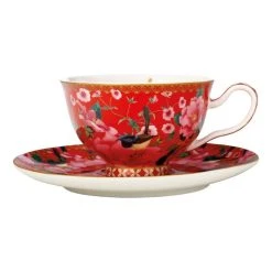 Maxwell & Williams T+C Silk Road Foot Cup + Saucer 200mL Red