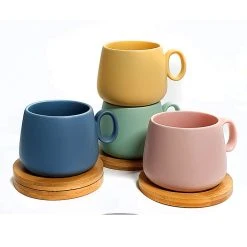 Coffee Culture Matte Colour 250mL Coffee And Tea Cup With Coasters