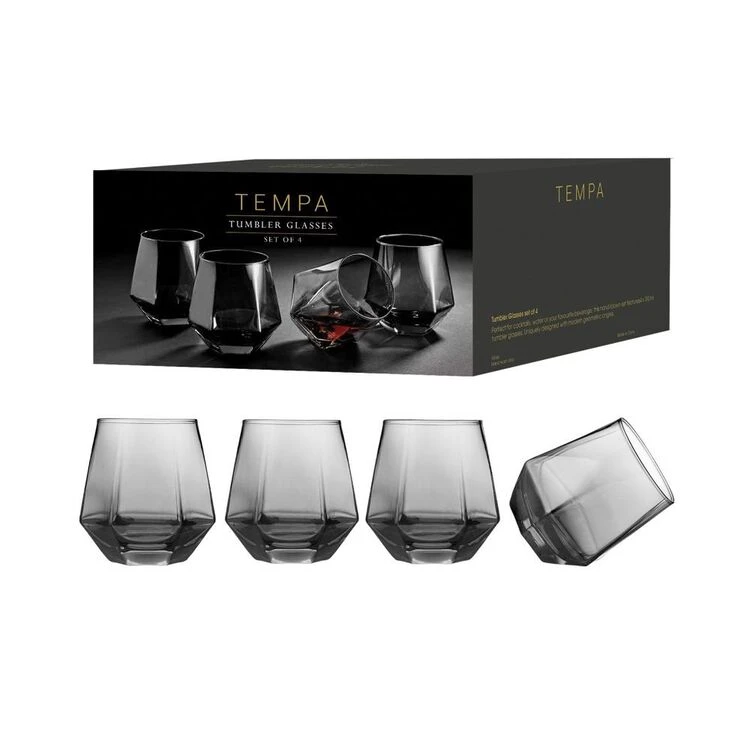 Tempa Jaxon Charcoal Tumblers Set Of 4