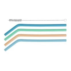 Avanti Silicone Straws With Cleaning Brush Set Of 4