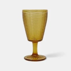 Chyka Home Basketweave 4-Piece Wine Glass Set Amber
